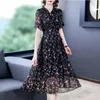 Casual Dresses Spring Summer Chiffon Dress Women High Quality Print långärmad plus storlek 6xl Bodycon Korean Style Party Vestidos