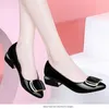 Dress Shoes Women's Fashion Slip On Summer Square Low Heel Shallow Pumps Mesh Lady Chunky Block High Heels Women Black Blue