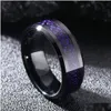 Anéis masculinos clássicos pretos celtas dragão anel incrustado roxo zircão aço inoxidável fibra de carbono para homens banda drop delivery jóias