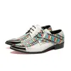 2023 britischen Stil Lace Up Bunte Büro Schuhe Sozialen Spitz Oxfords Schuhe Mode Echtes Leder Männer Brogue Schuhe