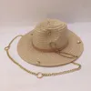 ワイドブリムハットバケツハット05-NAO-CHAIN SUMMER PAPER PIN FADE FREE FROE FREE GOLD GOLD CHAIN FEDORAS CAP WOMEN LEIDURE PANAMA JAZZ HAT 230721