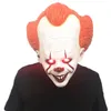 Halloween Lead Clown Mask Light Up Eyes String Mask Assume Party Party Silicone Mask للبالغين Full Face Joker Pennywise Mask Party Play Play Prop