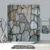 Shower Curtains Summer 3D Realistic Stone Ramparts Brick Wall Pattern Polyester Washable Bath Curtain Bathroom Products 180x180