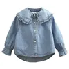 Kids Shirts Spring Autumn 2 3 4 5 6 8 10 Years Children Clothing TurnDown Neck Long Sleeve Denim Blouse Shirt For Kids Baby Girls 230803