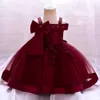 Mädchen Kleider Bogen Sommer Säugling Baby Mädchen Geburtstag Party Kleid Spitze Blume geboren Prinzessin Kleidung Kleinkind Mädchen Hochzeit Kleid 230724