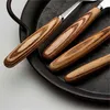 16pcs argent ensemble de vaisselle en acier inoxydable vaisselle manche en bois couverts couteau à steak fourchette cuillère argenterie lave-vaisselle L230704