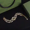 Vintage Crystal Flower 2 Layer Color Diamond Necklace, Jewelry Designer Design Luxury Temperament High-klassens känsla, bankett, gåvor