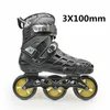 Inline rullskridskor inline 3 hjul symmetriska 100mm rullskridskor skor 3x100mm skridskor ram 100 skridskor för väg 85a hållbar pu abec7 lager hkd230720