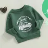 후드 땀 셔츠 20221209 Lioraitiin Kid Boys Girls St Patrick 's Day Shirts 긴 소매 둥근 목차 4 개의 잎 클로버 프린트 풀오버 탑 J230724