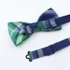 Bow Ties Men Classic Plaid Bowtie Neckwear Justerbar rosa gul Blue Cotton Tie Butterfly för bröllopsfestklänning Suit Bowknot