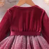 Robes de fille robe en flanelle pour filles enfants enfant en bas âge bébé à manches longues mignon danses adolescentes taille 16