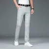 Erkek pantolon yüksek kaliteli lüks düz iş takım elbise erkek bambu fiber tasarımcı bahar yaz zarif rahat uzun resmi pantolon erkek 230724