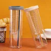 Garrafas de água unissex copos transparentes estilo simples cor sólida garrafa de plástico à prova de vazamento de grande capacidade com palha e infusor de chá