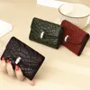 Luxury fashion designer women card holders fold flap classic pattern black yellow red green blue woman small mini wallet pure color Pebble leather Purse