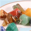 Charmes Personnalité Pierre Naturelle Cristal De Quartz Turquoises Opale Oeil De Tigre Perles Pendentif Pendum Pour La Fabrication De Bijoux Diy Collier Goutte Dhz2E