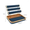 Smyckespåsar bambu och trä multifunktionell display Stand Light Luxury Storage Rack Gold Three-Layer Armband Counter