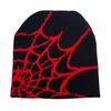 Beanie/Skull Caps Fashion Knitting Spider Web Design Cap Men Kvinnor Pullover Pile Cap Paragraf Kvalitet Beanie Y2K Warm Ins Wool Cold Cap 230724