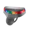 Манкропсы мужские сексуальные трусы Thong T-Back Plaid Lingerie Rainbow Hombre Bikini Penis Penis Panti