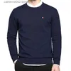 Herrtröjor Herrkashmir Bomull Blanda varma tröjor Tröja O-Neck Knit Winter Nya toppar Male Wool Knitwear Jumpers T230724