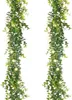 Pacote com 2 flores decorativas 6 pés/peça guirlanda de eucalipto artificial folhas penduradas plantas com luzes de corda de led para pano de fundo arco de parede de casamento