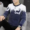 Men's Sweaters Printed Mens Sweater Daily Knitwear Casual Fashion Tops Long Sleeves Men Clothing Youthful Autumn And Winter Pullover Round