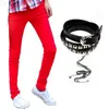 Moda masculina com venda imperdível jeans coreano preto slim fit punk legal super skinny com corrente para homem L230724