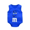 0-24m nyfödd baby pojke flicka jumpsuit brev tryck rolig m bönor bomull ärmlös baby romper ropa de bebe mjuka spädbarn onesies l230712