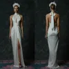 2020 Naeem Khan Wedding Dresses High Neck Halter Front Split Long Bridal Gowns Robes De Mariee Floor Length Trumpet Wedding Dress2354