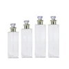 Diamond Lid Spa Refill Bottle Luxury Empty Cosmetic Lotion Transparent Plastic Toner flaskor 100 ml 120 ml 150 ml 200 ml 250 ml 300 ml 400 ml 500 ml Förpackningsbehållare