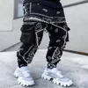 Pantaloni da uomo Paisley Cargo Fashion Pantaloni riflettenti Oversize Strtwear Harajuku Hip Hop Jogger Pantaloni neri Bottoms