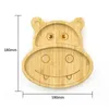 Cups Dishes Utensils Children s Animal Pattern Bamboo Tableware with Base Suction Cup Baby Feeding Plate Dinner BPA Non slip 230724