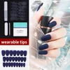 False Nails 24pcs Matte Nail Artificial Coffin Tips Full Cover For Decorated Design Press On Art Fake Extension With Glue