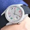 Diamentowe zegarek męskie zegarek Rainbow Automatyczne mechaniczne mechaniczne Montre de Luxe gumowy pasek mody na rękę 41 mm wodoodporność