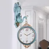 Zegarki ścienne Kreatywne dwustronne dekoracja domu Europejska salon paworek amerykański lekki luksusowy kwarc