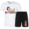 Мужские шорт -шорты Set Set Cartoon Film Print Print Женская одежда летние комплекты моды негабаритная хлопковая уличная одежда Harajuku