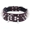 Whole-2inch Wide Sharp Spikes Studded Horn Nails Leather Dog Collars For Pitbull Mastiff SIZE M L 335Q