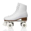 Łyżki rolki Wysokiej jakości buty z mikrofibry Buty Początkowe Rolki dla dorosłych buty podwójne rzędu Patins 4 PU Wheel 58*32 Przesuwane Quad Sneaker HKD230720