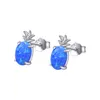 Stud 2023 European and American 925 Silver Pineapple Fantasy Colorful Australian Treasure Women's Earrings Blue Egg Shaped Jewel Rlcq