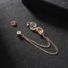 Brooches Vintage Note Rhinestone Brooch For Men Fashion Shirt Collar Tassel Chain Lapel Pins Jewelry Accessories Boyfriends Gift