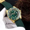 Relógios de pulso masculinos, movimento, relógios mecânicos automáticos, 40 mm, verde safira, preto, bisel de cerâmica, pulseira de aço inoxidável, relógio de pulso comercial à prova d'água