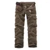 Men's Pants 4 Color 2023 Arrival Mens Fashion Military Multi Pocket Cargo Casual Straight Long Baggy Combat Trousers Large Size