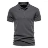 Polos pour hommes Polos d'été Coton Couleur unie Décontracté Manches courtes Turndown Streetwear Pour hommes