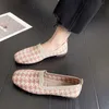 Sukienka buty miękkie oddychające i wygodne dzianiny płaskie buty Spring Nowy projekt Houndstooth Rekret w ciąży damskie buty dojeżdżające do pracy L230724