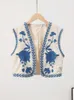 Women's Jackets Short Flower Embroidery Vest Women Open Stitch Sleeveless Loose Female Brown Coat 2023 Summer Fashion Streetwear Ladies Vests L230724