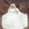 Renesansowa gotycka koronkowa suknia balowa suknie ślubne z płaszczem plus vintage vintage długie rękaw Celtic Medieval Princess Wedding Bridal291g