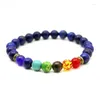 Charm Bracelets Top Sale Men Natural Lapis Lazuli Stone Beads 7 Chakra Healing Balance Bracelete Feminino Lava Yoga Reiki Prayer 8mm Bead