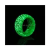 Anéis de banda Fashion Colorf Luminous Sile Women Jewelry Glow In The Dark Dedo Ring For Man Gift Drop Delivery Dhkp5