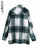 Kvinnorjackor klkxmyt Plaid jacka kvinnor kappa 2023 traf höst vinter vintage stilfulla fickor överdimensionerade jackor rockar avslappnade varma chic toppar l230724