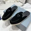 dikke loafers ontwerper vrouwen mannen kleding schoenen suède lederen sabots glijden loafers casual schoen flat zwart witte ecru muilezels comfortabele platte hak mule loafer123