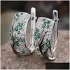 Hoop Huggie Delicate Flowers Trendy Earrings Retro Crystal Plum Tree Branch Blossom Drop Wedding Jewelry Delivery Dh3Wv